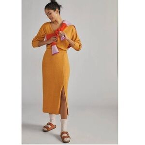 Daily Practice by Anthropologie Barre Midi Dress - Mustard Yellow - Size Small